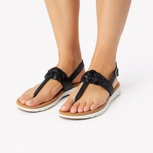 Easy Spirit Elaine Black Leather Sandals Size 10M